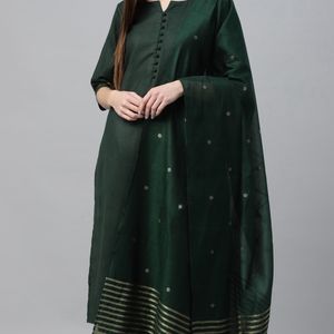 Libas Kurta set Bottle Green Color