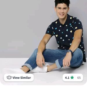 Men Pure Cotton Geometric T Shirt Myntra New Condi