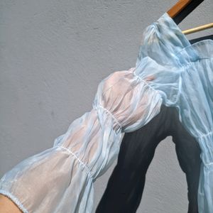 Women Organza Corset Shaped Ocean Blue Top