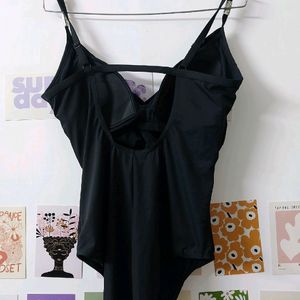 Stylish Black Swimsuit With Silver Buckles