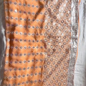 Peach Colour Sequence Saree