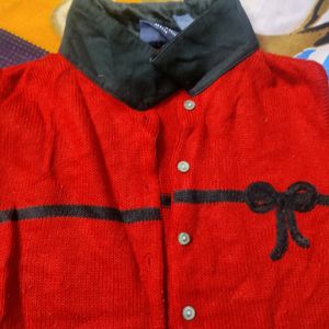 Cutsleeves Black And Red Cute Sweater