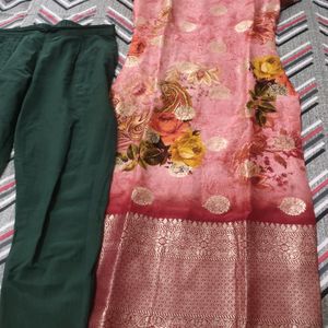 Banarsi Silk Kurta Set With Dupatta