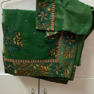 Green Saree With Blouse