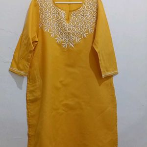 MAX Yellow Chikankari Kurti XL Size