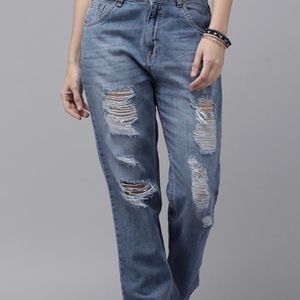 Roadster Straight Ripped Boyfriend Jeans