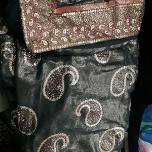 Charcoal Colour saree With Heavy Embroidery