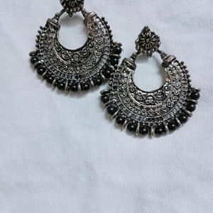 Silver oxidised earrings (trendy)