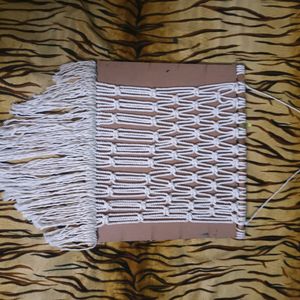 Cream White Macrame Lippan Wall Hanging Decor