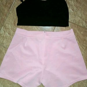 Short & Camisole Black Sports Bra