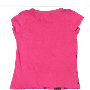 Smiley World Casual T-shirt for Women in Magenta