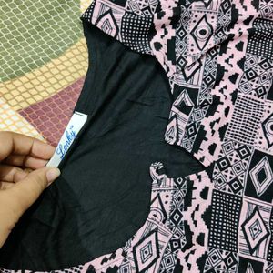 Printed Purple & Black Balloon Shape Top