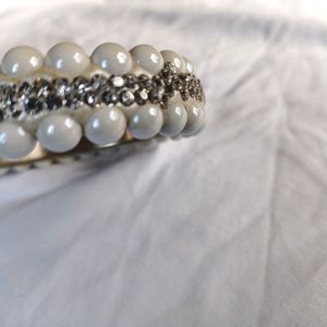 Pearl And Rhine Stone Bangle