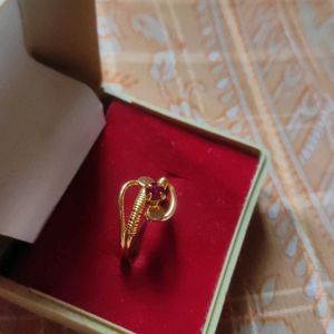 Golden Red Stoned Ethnic Ring