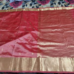 Peach Pure Silk Saree