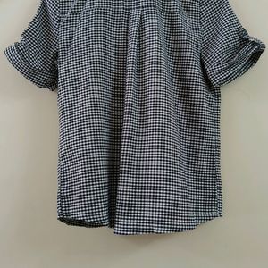 Black and White Checkered Button-Up Shirt