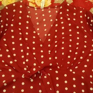 Red Polka Dot Short Kurti