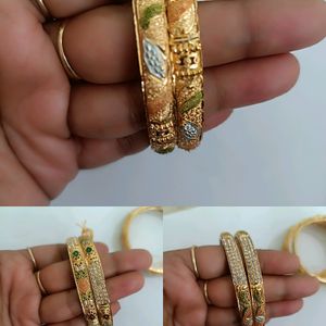 Micro Gold Bangles 3 Pair  Combo Set