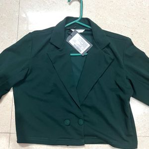 Trendy Bottle Green Mid Length Blazer