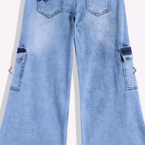 Girls Flared Low Distress Light Fade Jeans