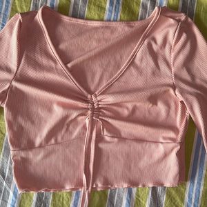 Pink Crop Top Bow Detailing