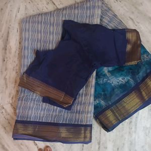 Cotton Saree With Stiched Blouse