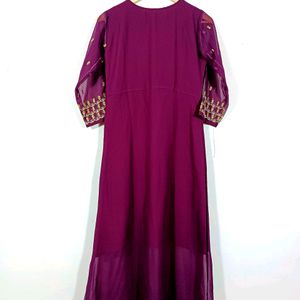 Purple And Gold Work Kurta (Women)