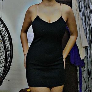 Black V Neck Mini Dress