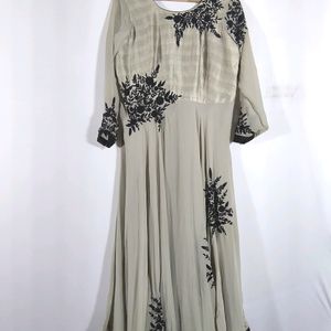 Grey With Blcaj Embroidered Gown (Women's)