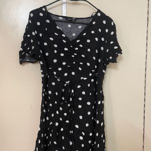 A Line Black Polka Dot Dress