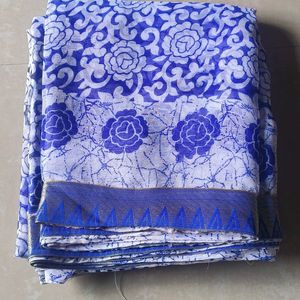 Chiffon Navy Blue and White Daily Wear Saree