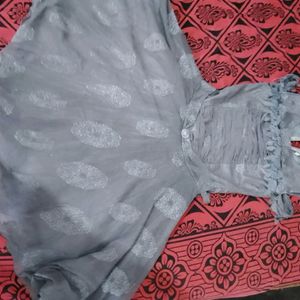 11-12 year girl grey party wear frock never used