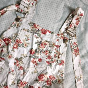 White Floral Overall Dress