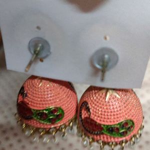 Long Jhumka Peacock Party Wearing Earrings