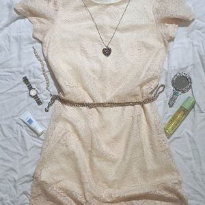 Cream Net Dress