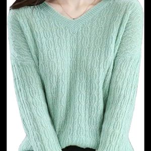 New Sea Green Korean Wool Crop Sweater