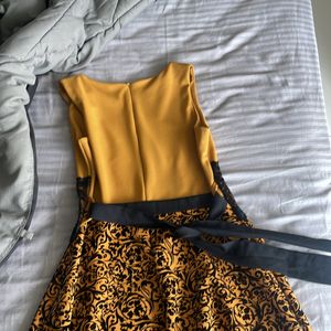 Mustard Laced Flared Dress