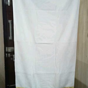 Big White Bath Towel With Floral Design Border