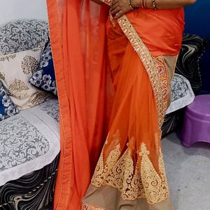 Half Net Saree