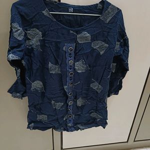 Cotton Blue Top For Jeans