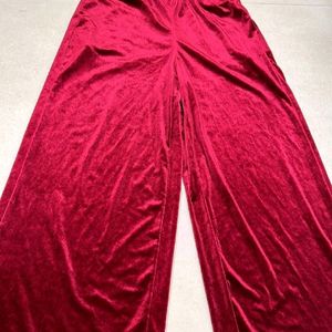 SHEIN SXY Velvet Coord Set Crop Top Palazzo Pant