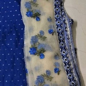 Royal Blue Kurti With Deasigner Dupatta