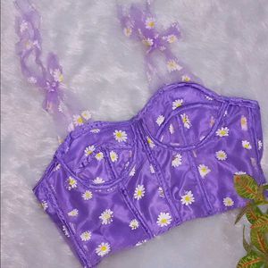 Lilac Daisy Painted Corset