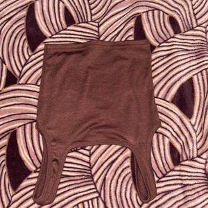 Basic Brown Ribbed Crop Top