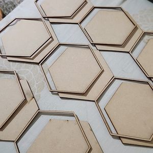 Set Of 8 Hexagon With Ring MDF Board