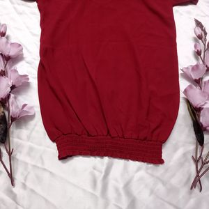 Maroon Ruffled Top