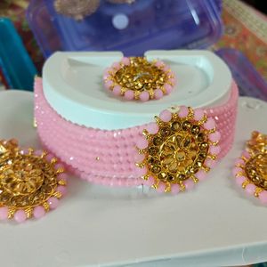 Beautiful Pink Necklace Se With Mangtika❤️
