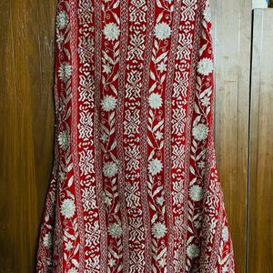 Red N Silver Lehnga Skirt