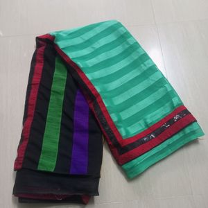 Beutiful Black Multi Colour Saree