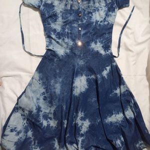 Tie Dye Denim Print Dress